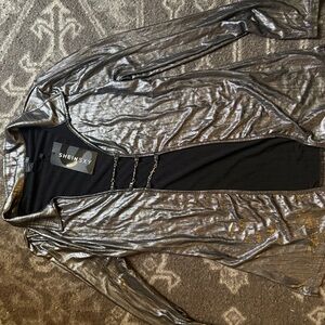 SHEIN sexy Metallic Silver Top